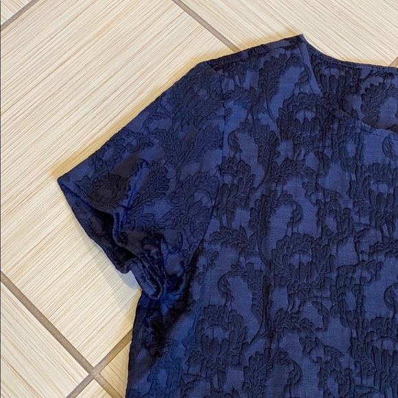 Halogen Navy Jacquard short sleeve Top - Picture 8 of 11